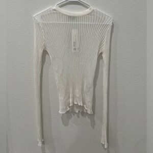 Zara Sheer Ribbed Long Sleeve Top Size S